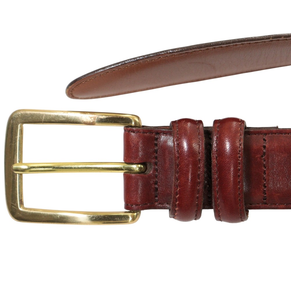 Allen Edmonds Belt Men 38 Dress Classic Solid Brass Buckle Brown Leather